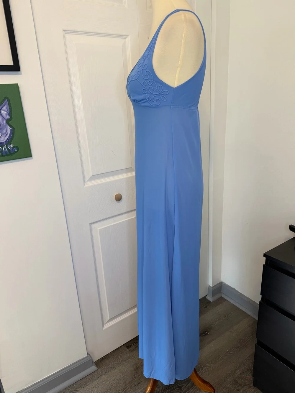 Vintage 70s Mr. Jac Jr Martin Marks Cornflower Blue Maxi Nightgown Loungewear - Picture 5 of 10